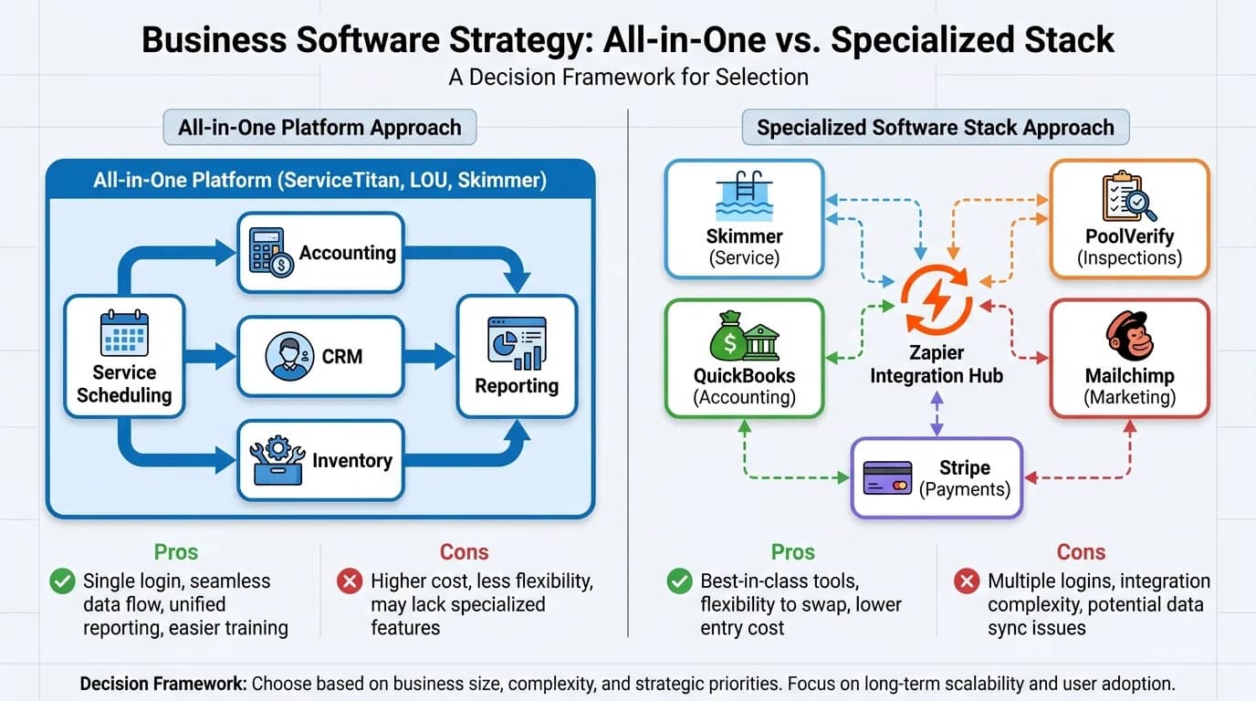 All-in-one platform diagram showing integrated business functions