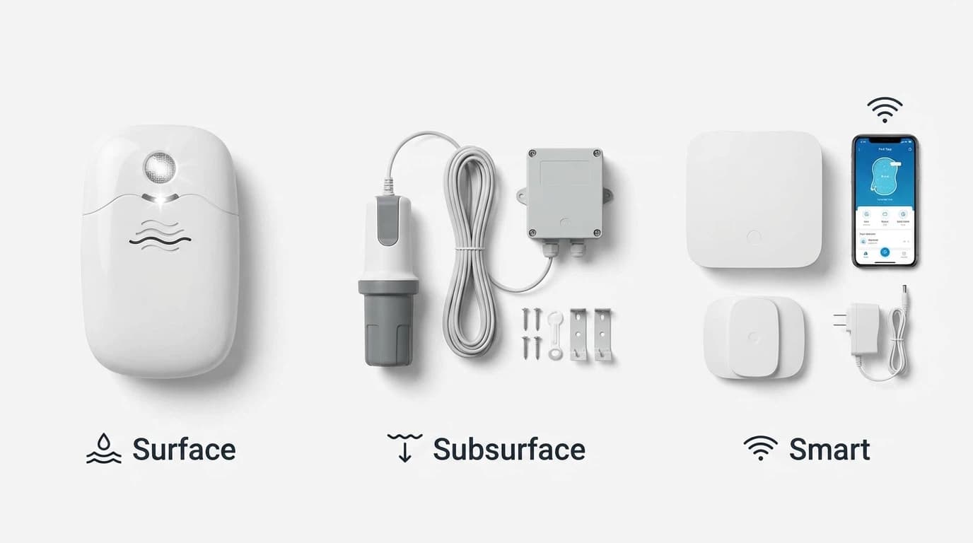 Comparison of top pool alarms including Lifebuoy BCONE, Pool Patrol PA-30, and PoolEye