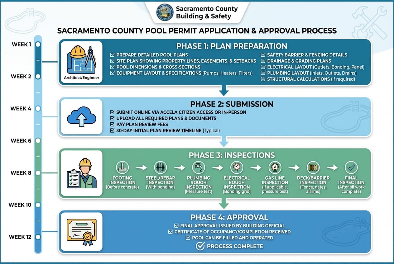 Sacramento County pool permit application workflow diagram