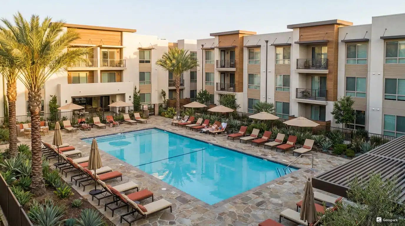 Commercial pool at California apartment complex