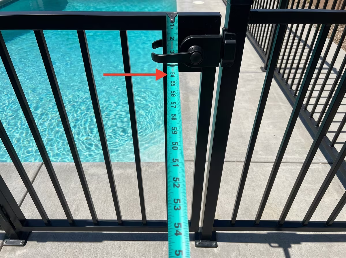 Diagram showing proper pool gate latch height requirements