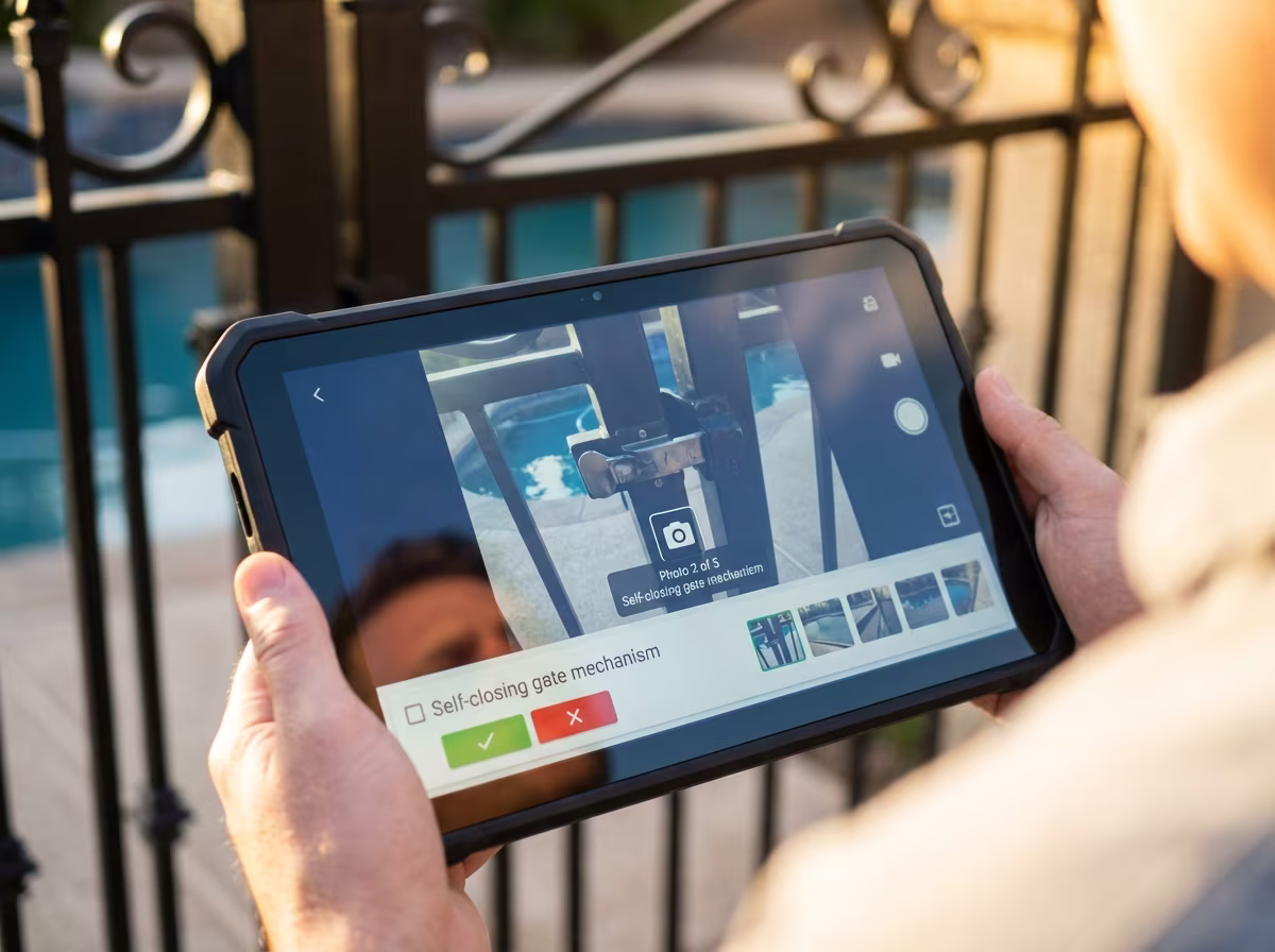 Integrated photo capture during pool inspection
