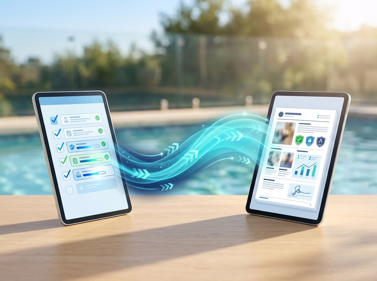 PoolVerify compliance tracking workflow from checklist to PDF report