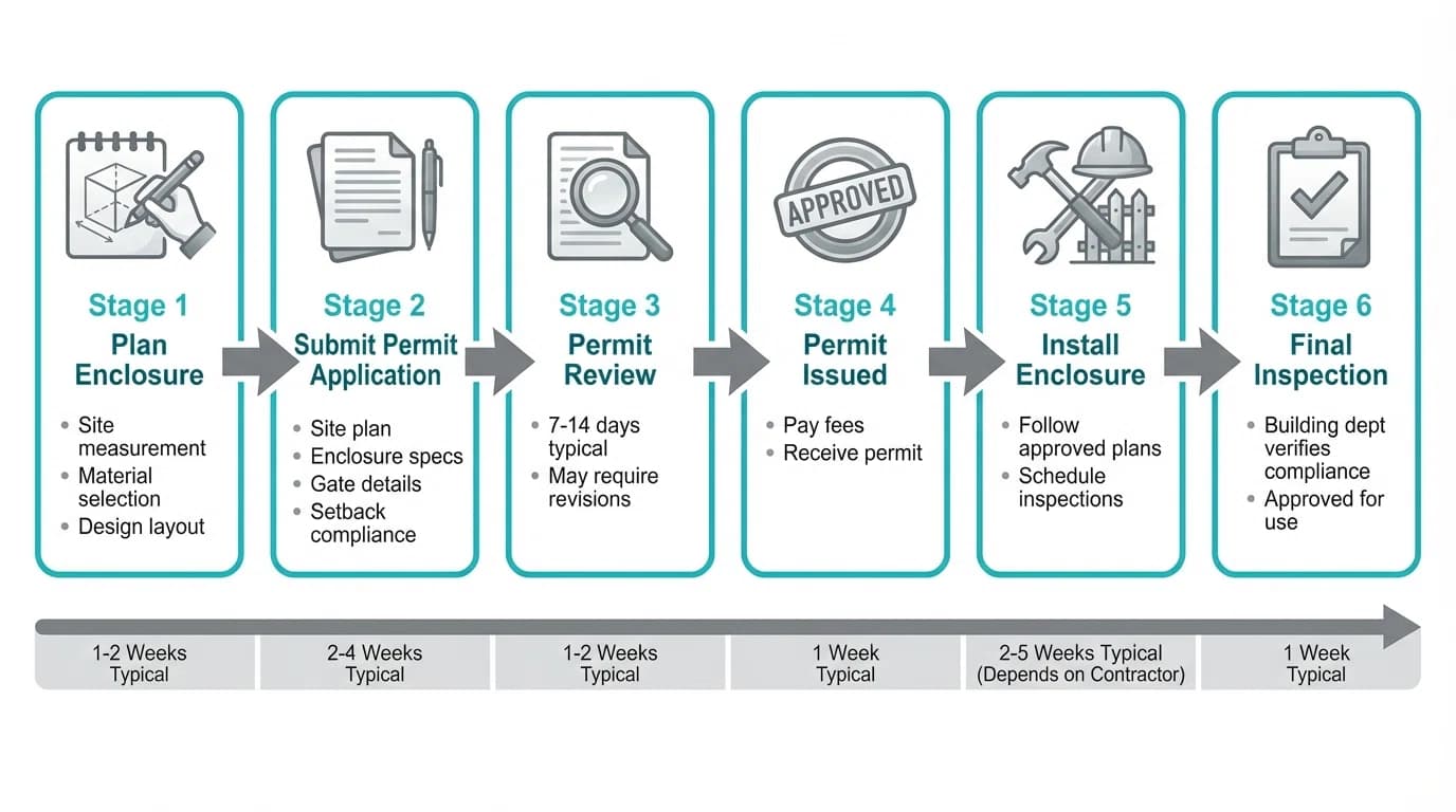 Building permit process flowchart for pool enclosure installation
