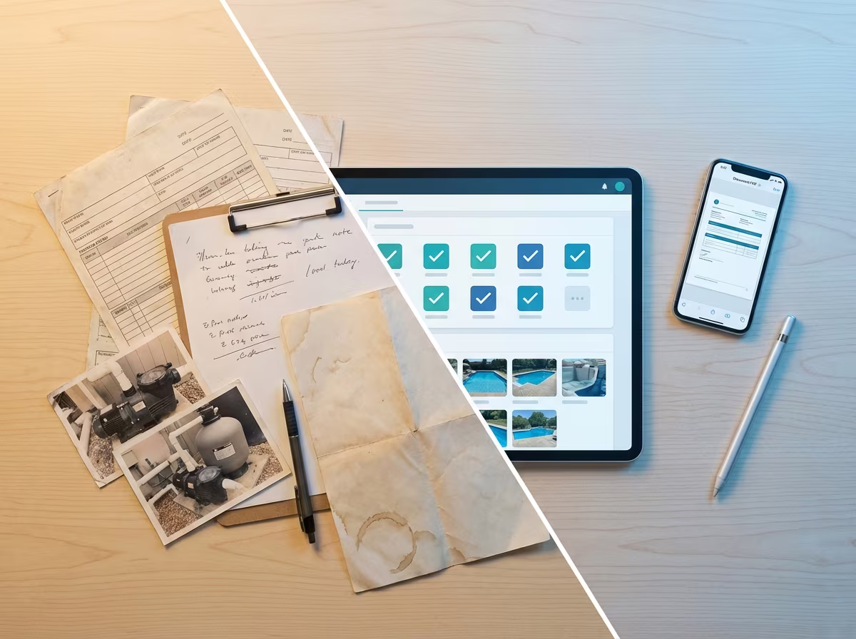 Comparison chart of pool inspection software tools showing features and pricing