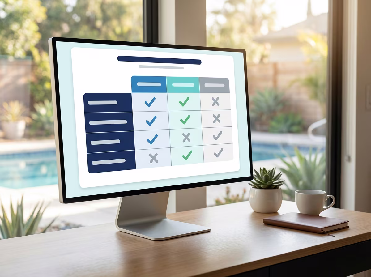 Feature comparison matrix of five pool inspection software tools