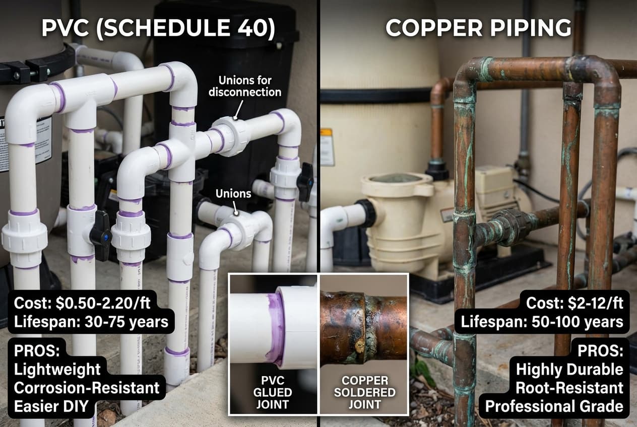 PVC versus copper pool piping comparison