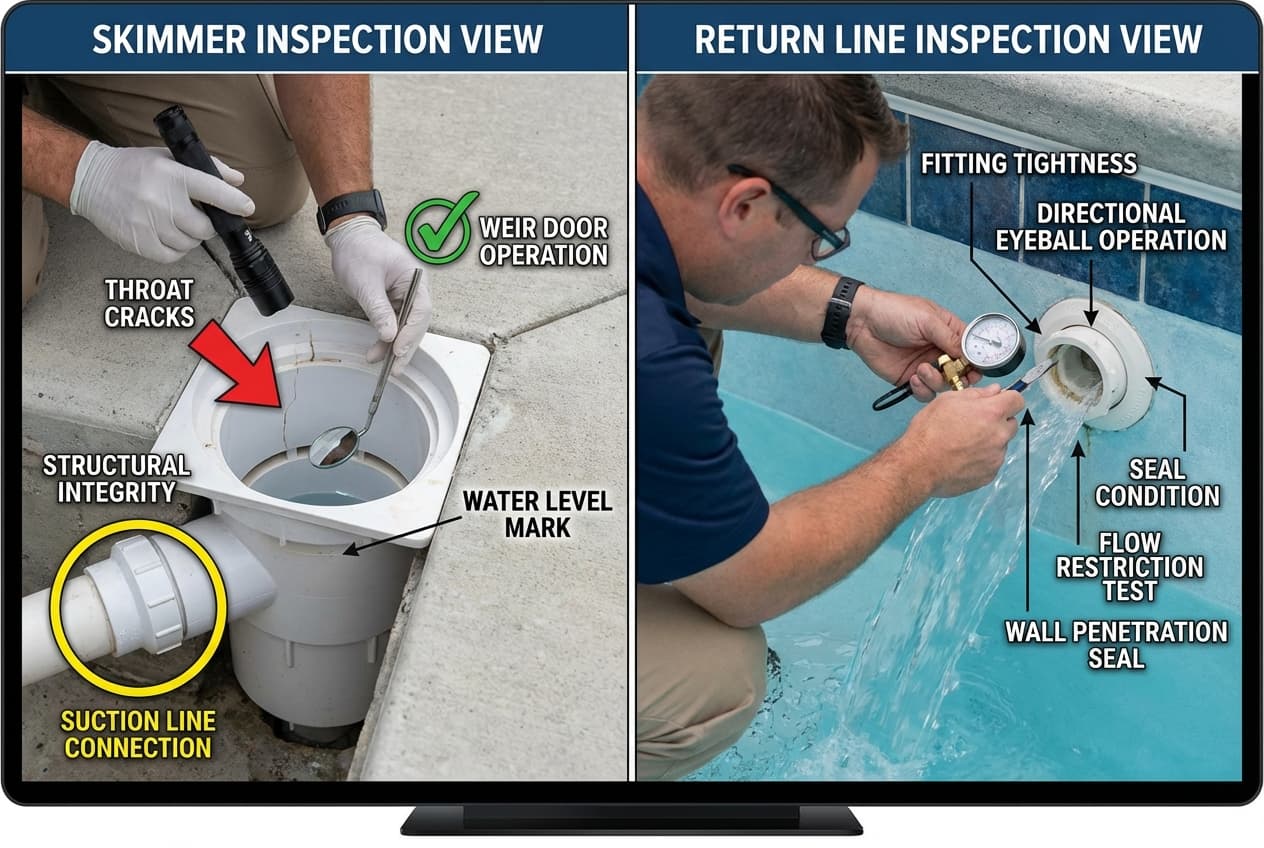 Skimmer and return line inspection procedures