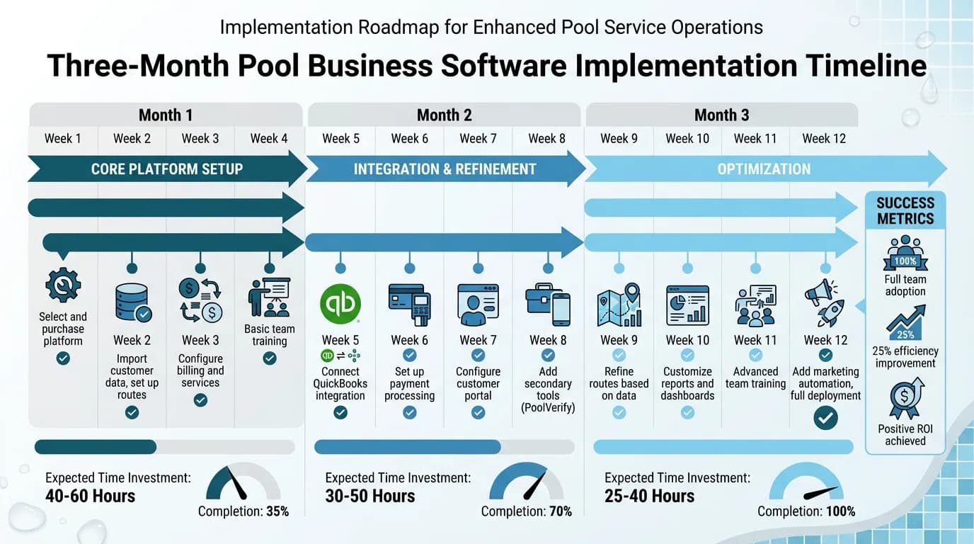 Software stack implementation timeline showing 3-month rollout