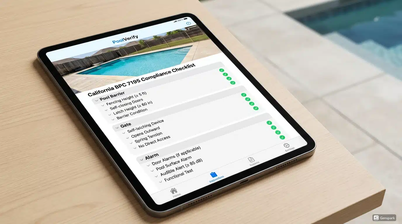 PoolVerify pool inspection software interface
