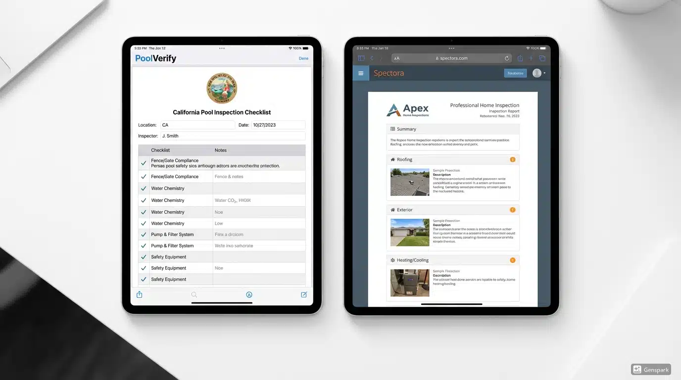 PoolVerify and Spectora software comparison dashboard view