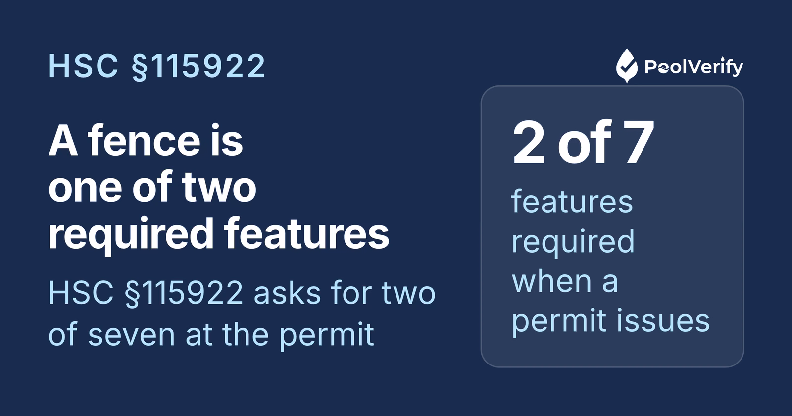 An isolating enclosure is one of the two HSC §115922 safety features required when a pool building permit is issued.