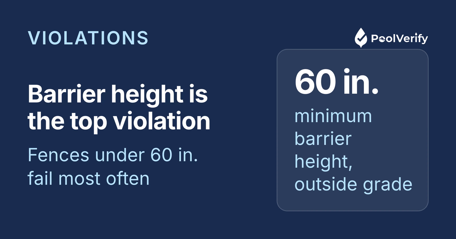 A barrier under 60 inches is the most common California pool safety violation.