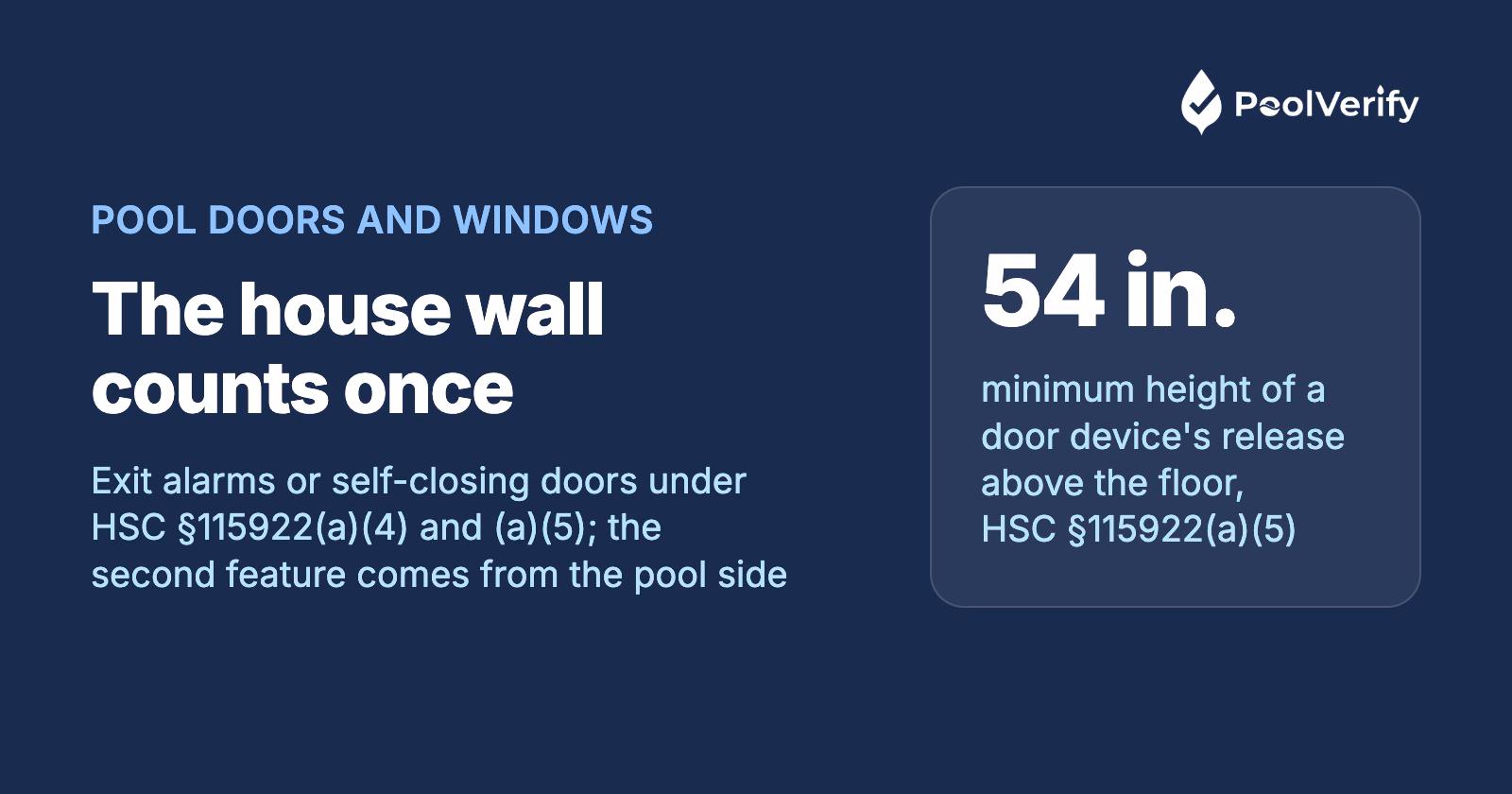 Pool door alarms and self-closing doors under HSC §115922(a)(4) and (a)(5): the doors of the house count as one feature, not two