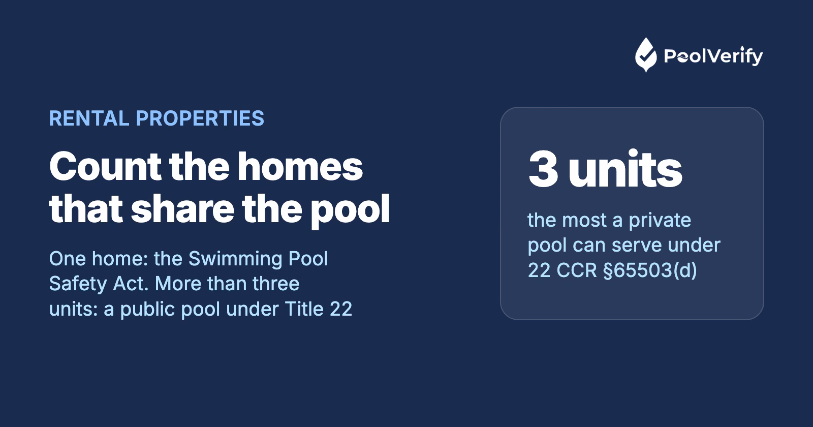 California rental pool law by property type: the Swimming Pool Safety Act for single-family homes, Title 22 above three units