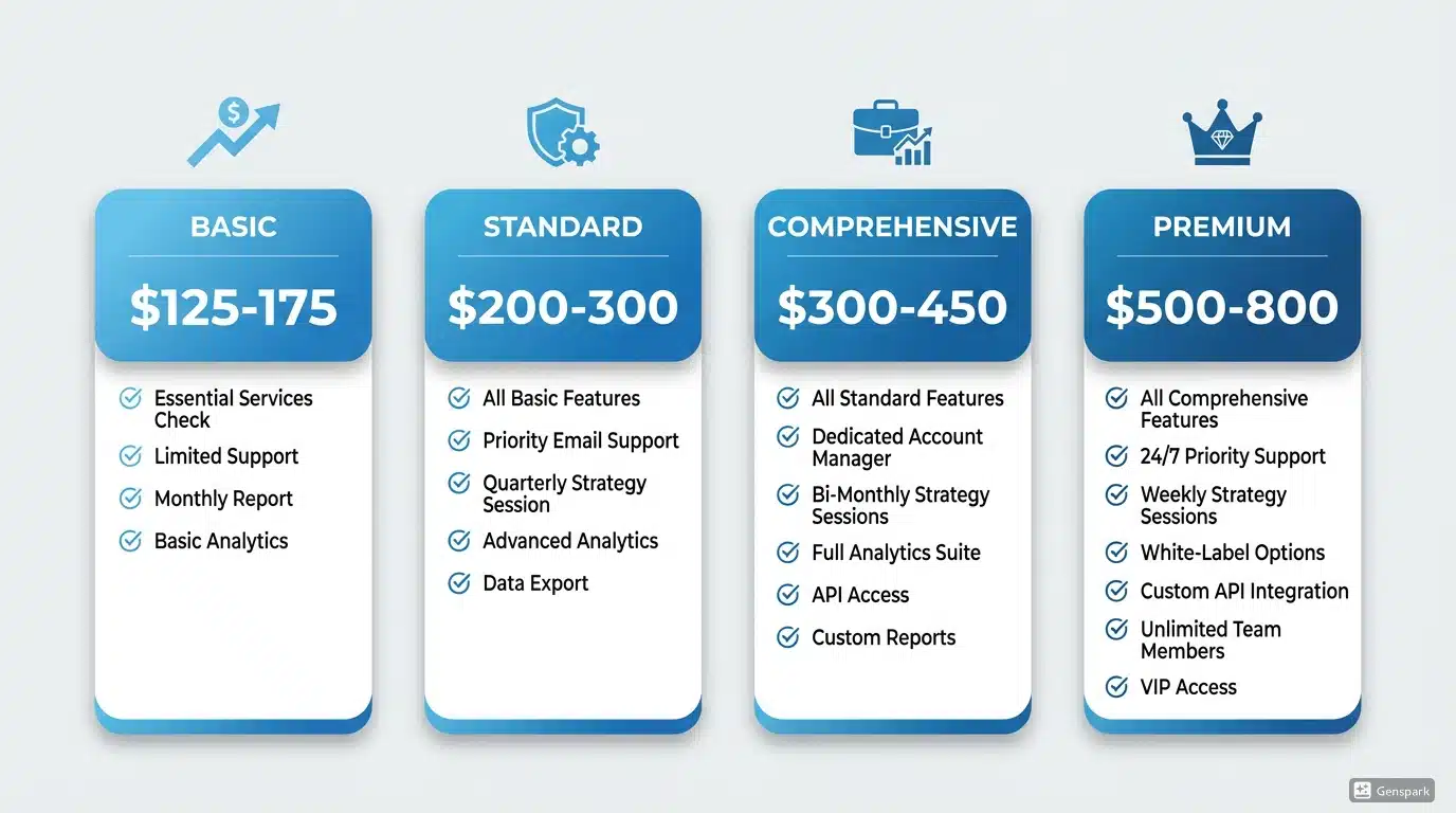 Pool inspection pricing tier comparison chart